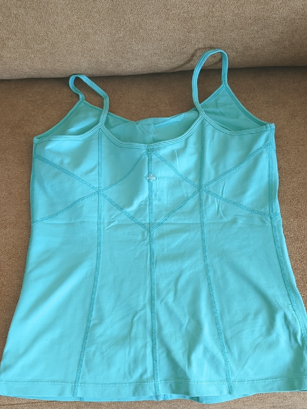 Prana Built In Bra Turquoise Tank With Contrast Stitch Large